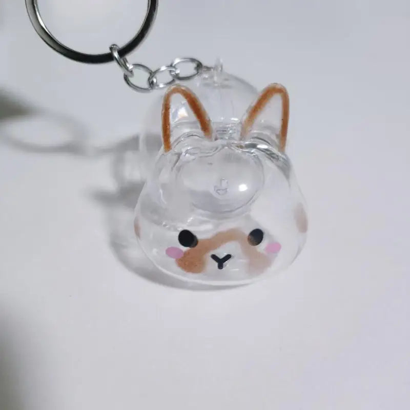 Cartoon Pet Hair Memorial Transparent Storage Box Keychain | Cute Animal Rabbit Fur Organizer Keychain Bag Pendant