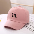 Girls Boys Adjustable Baseball Cap | Kids Sun Hat with M Letter Embroidery