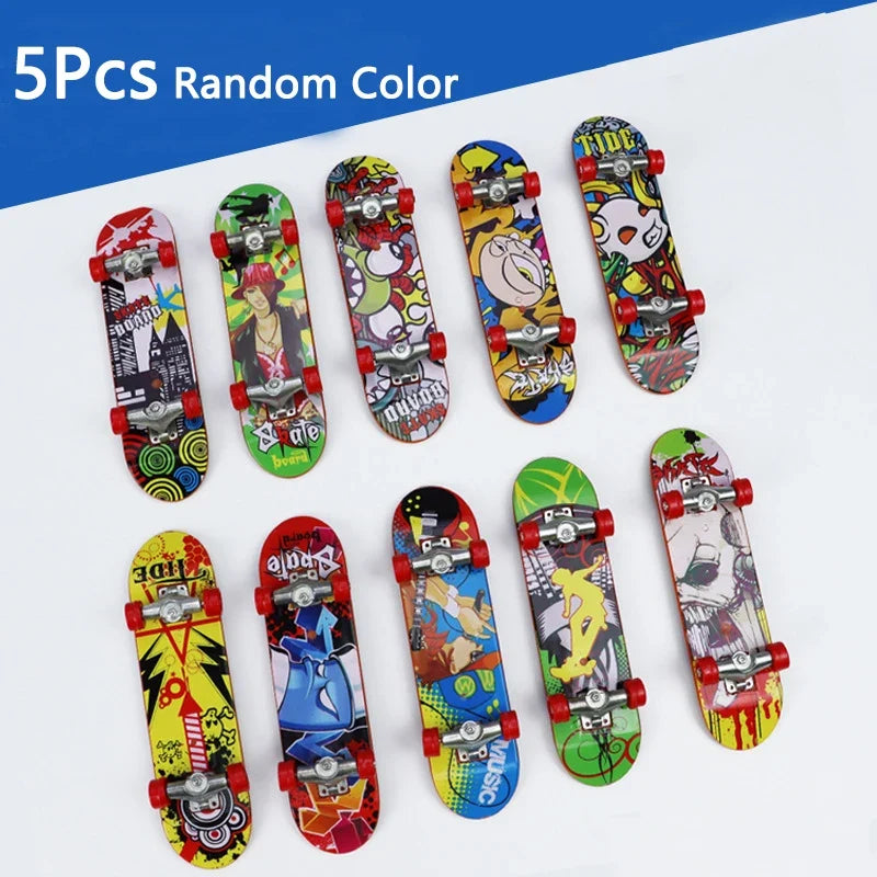 5Pcs Mini Finger Skateboard Set | Kids Tabletop Toy with Alloy Trucks