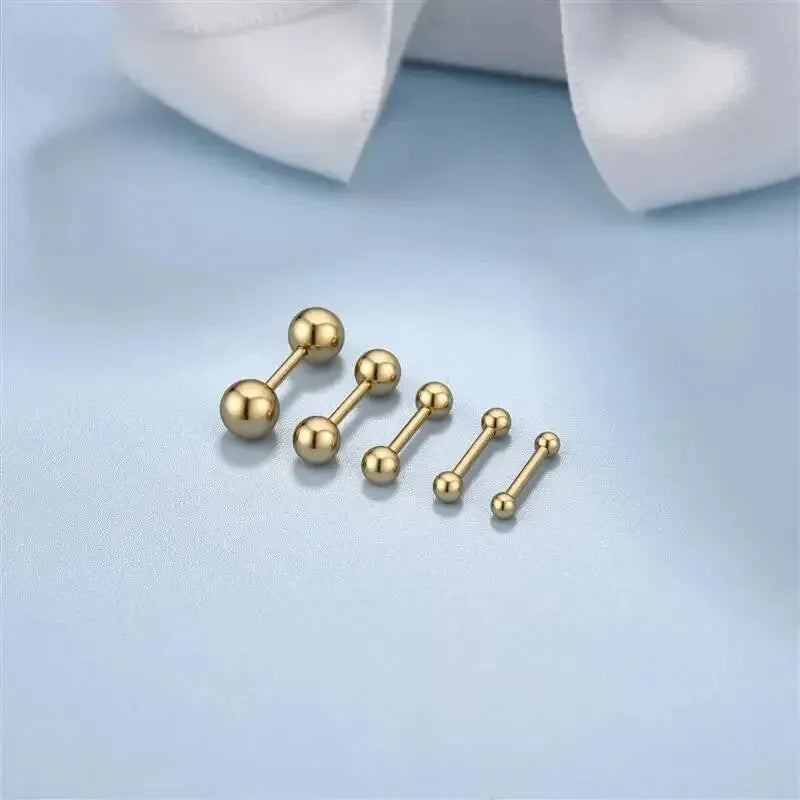 Stainless Steel Screwback Stud Earrings | 16G Small Ball Piercing Jewelry Set