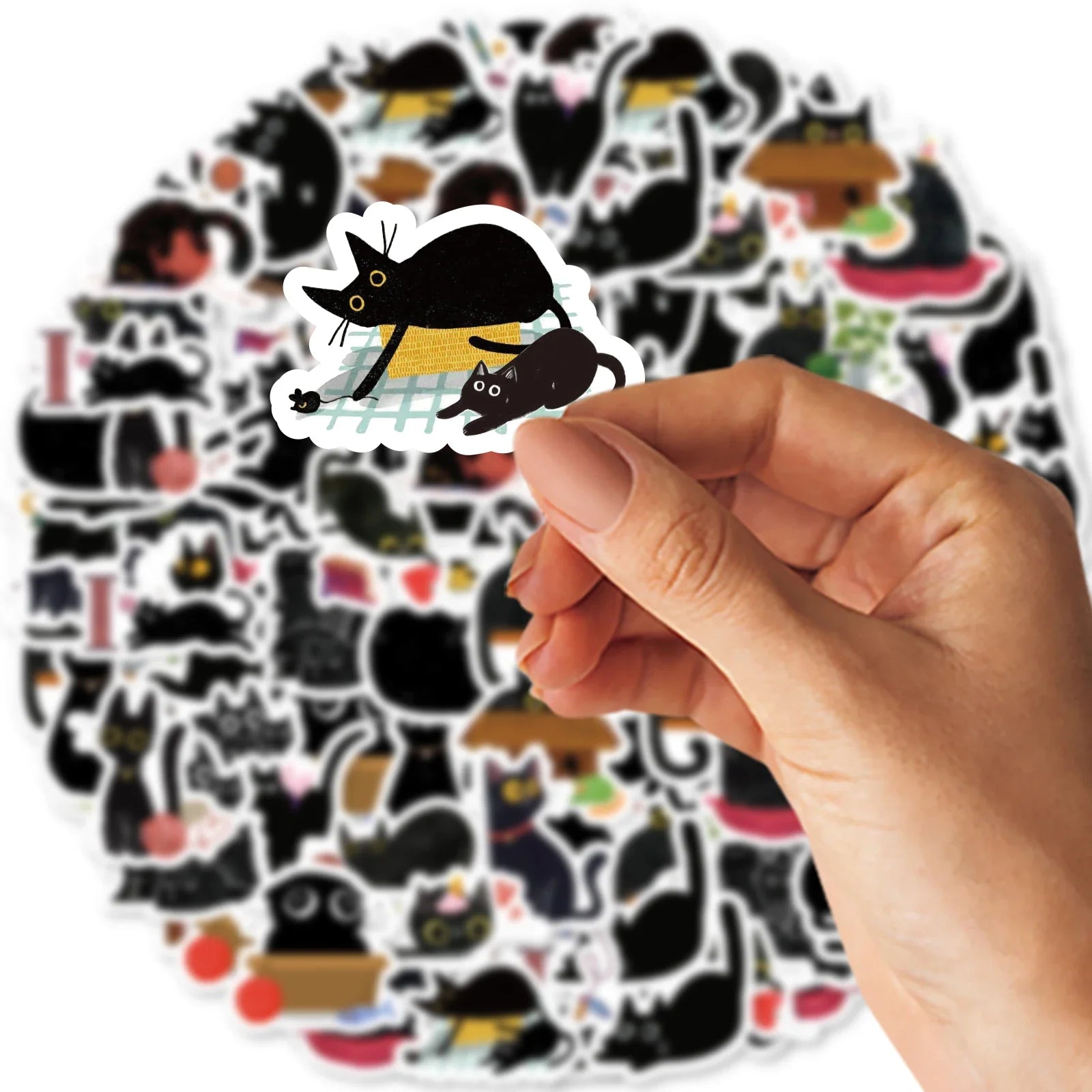 Etori Life Black Cat Stickers | 45 Waterproof DIY Stickers for Laptops and Scrapbooking