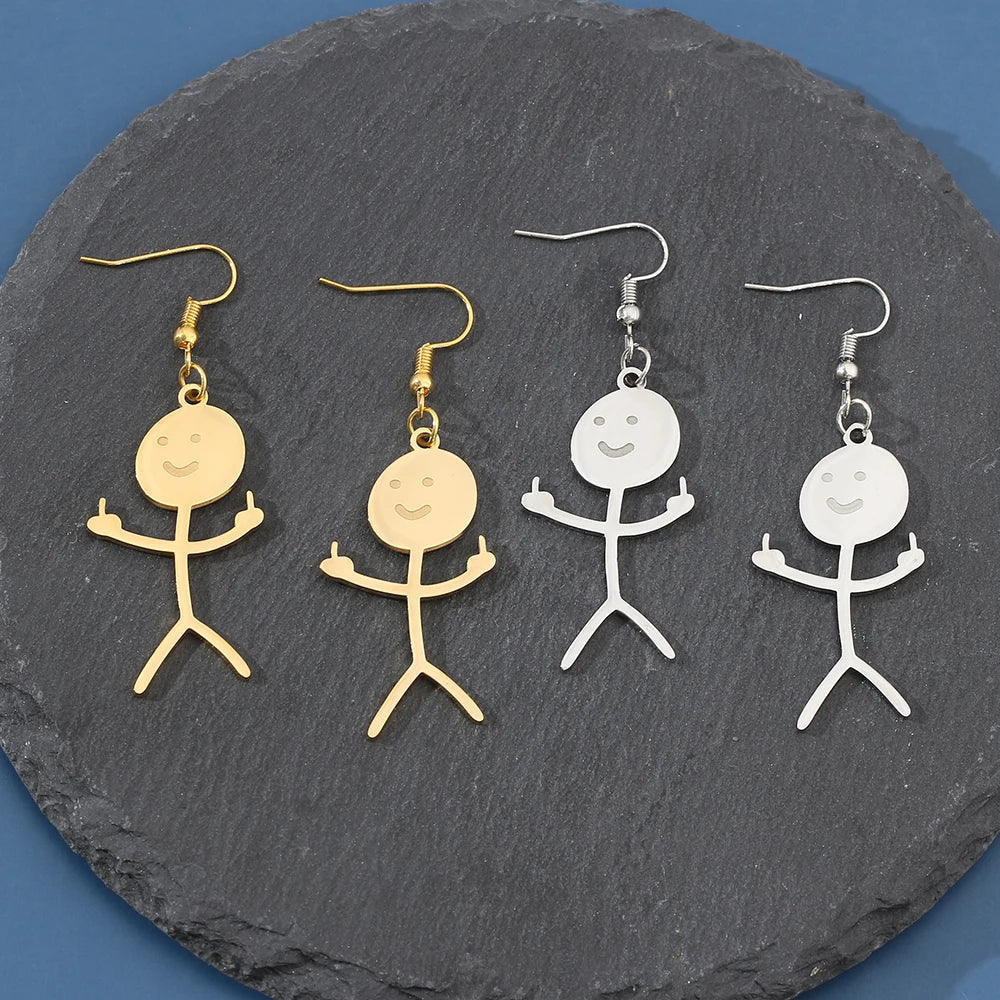 Funny Doodle Earrings for Women | Y2K Stainless Steel Character Studs