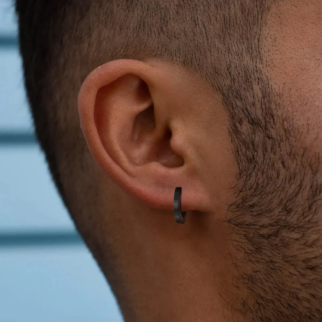 Vnox Small Hoop Huggie Earrings | Glossy Stainless Steel Minimalist Earrings for Women and Men