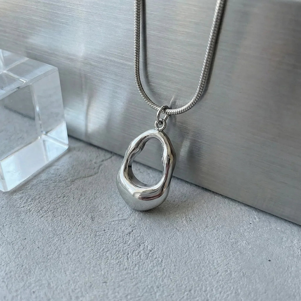 Irregular Pendant Necklace for Women | Stainless Steel Snake Chain Minimalist Jewelry