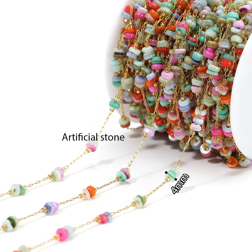 1 Meter Stainless Steel Enamel Beads Chain | DIY Jewelry Making Supplies