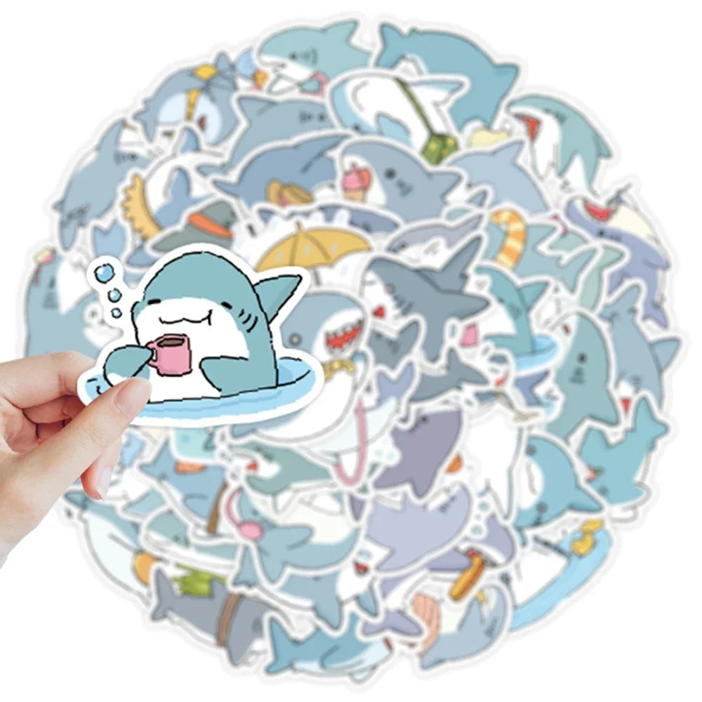 50 Funny Shark Meme Stickers Pack | Waterproof PVC Decals for Laptop, Luggage, Skateboard
