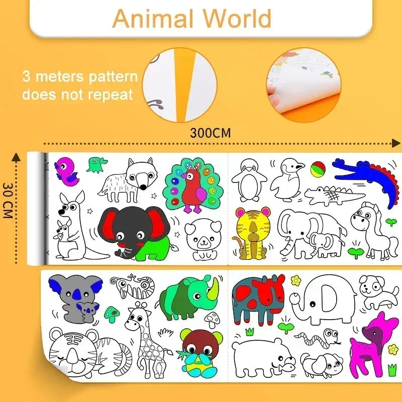 Children's Drawing Roll | Sticky Color Filling Paper for DIY Painting