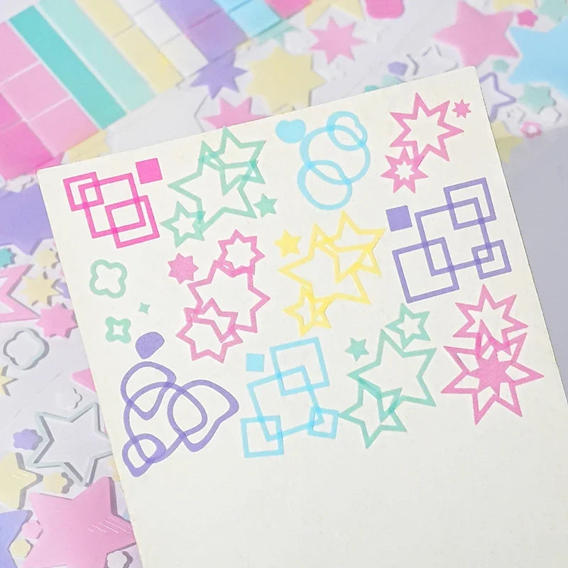 Colorful Star and Heart Die-Cut Stickers | Multi-Layer Hollow Decorative Journal Stickers