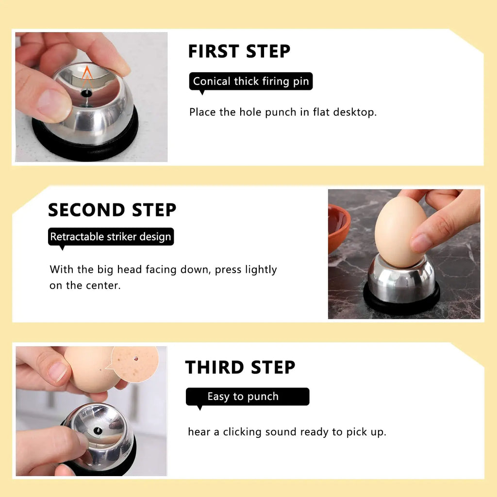 Egg Piercer with Sturdy Base | Stainless Steel Egg Hole Puncher for Perfect Hard Boiled Eggs