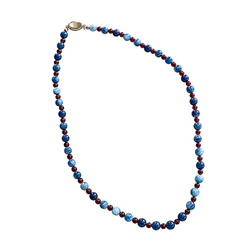 Blue Agate Stone Short Necklace | 2025 Trendy Collarbone Jewelry for Women