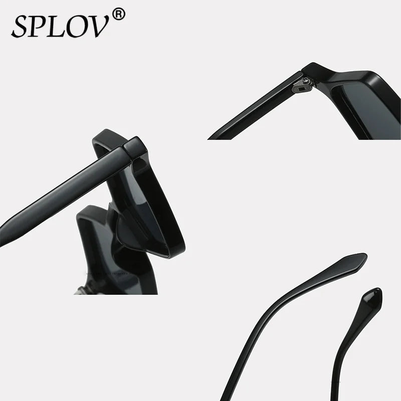 New Fashion Ins Popular Small Polygon Square Sunglasses Women Clear Ocean Lens Shades Men Trending Rivets Sun Glasses UV400