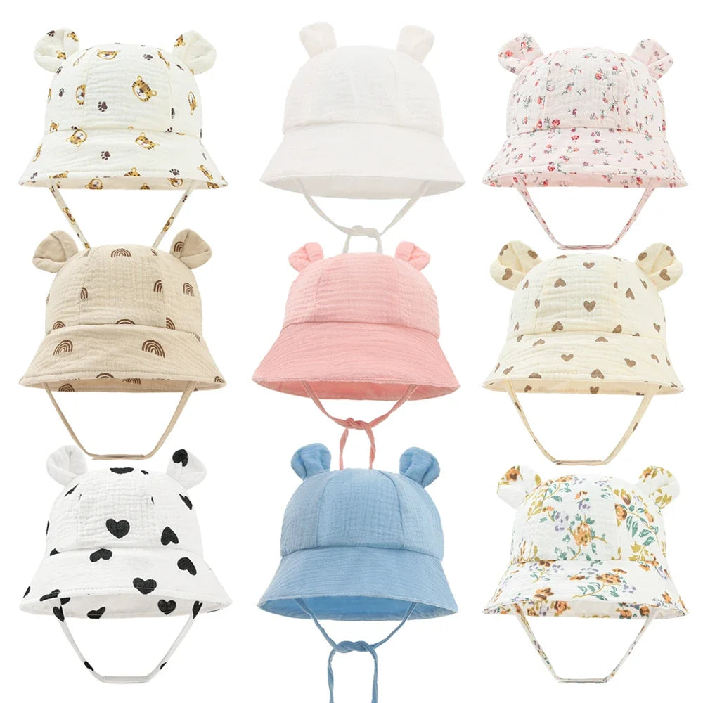 Muslin Baby Sun Hat for Newborn | Cotton Bucket Hat for Infant Summer