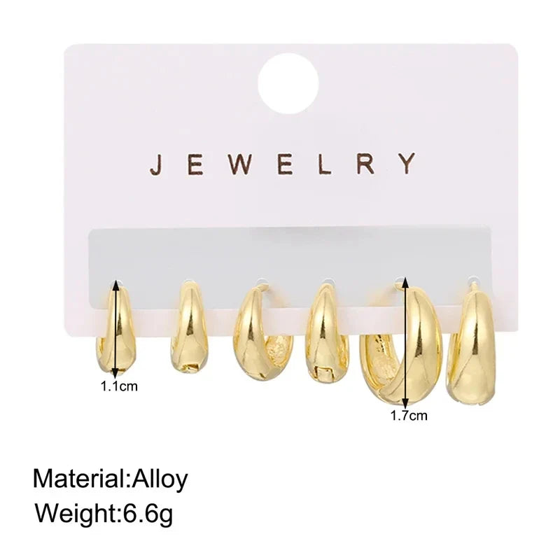 3/6Pcs Set Minimalist Gold Huggie Hoop Earrings | Trendy Metal Circle Earrings for Women and Men