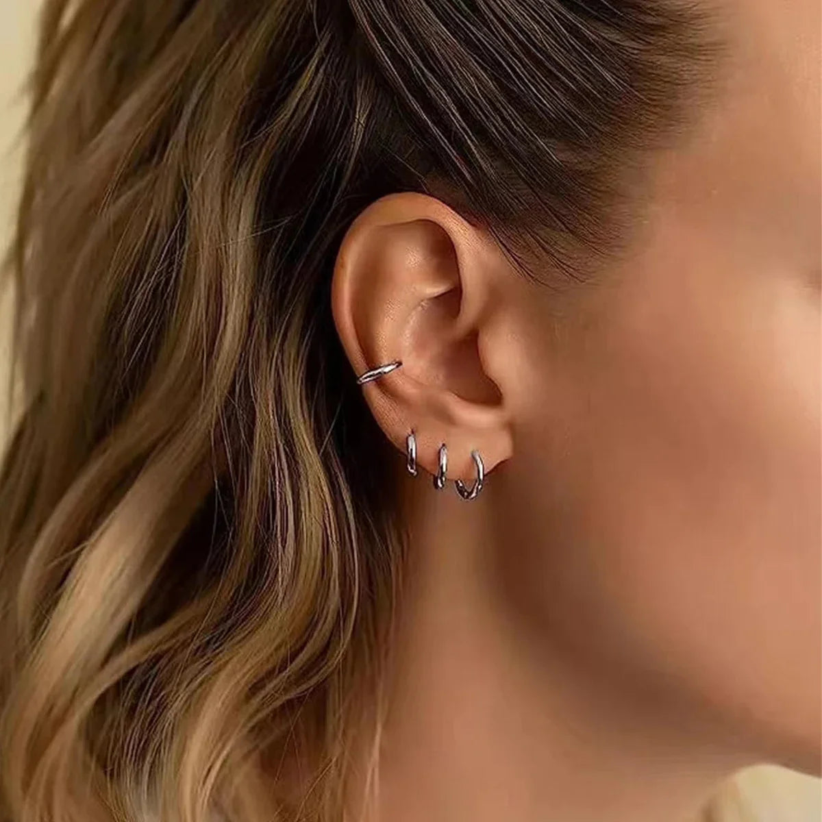4 Pairs Stainless Steel Tiny Hoop Earrings | Simple Silver and Gold Circle Earrings