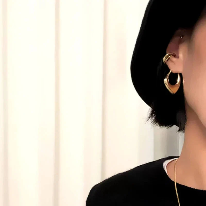Geometric Metal Hoop Earrings for Women | Trendy Fashion Jewelry Set