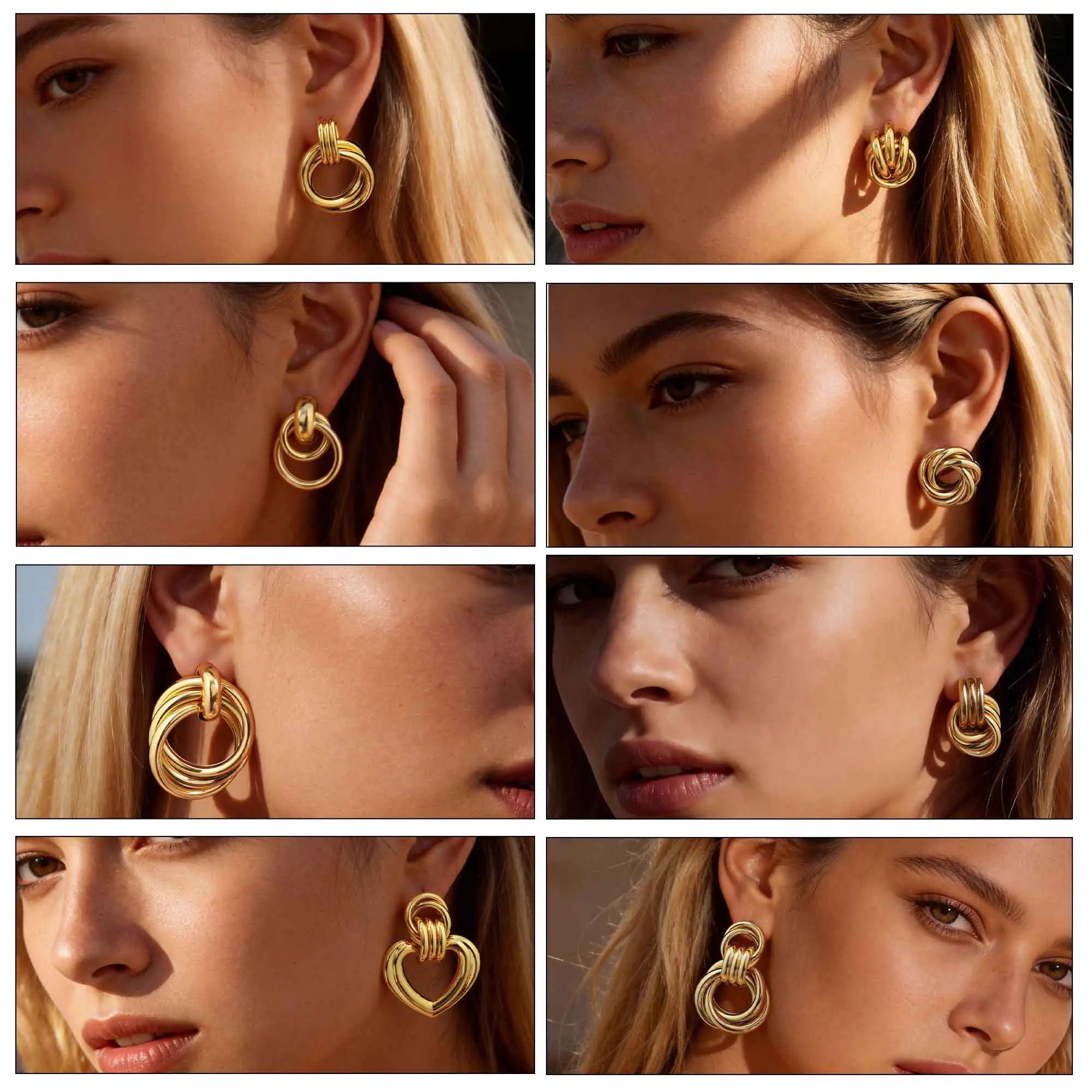 18K Gold Twist Knot Stud Earrings | Geometric Textured Screw-Back Earrings for Women