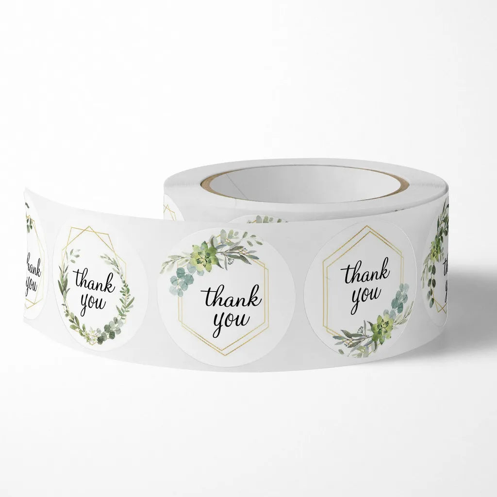 500 Pieces Round Floral Thank You Stickers | Self-Adhesive Gratitude Labels