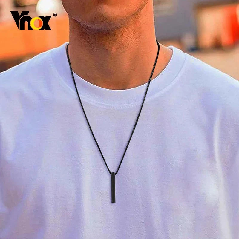 Vinox 5mm Pillar Necklace | Unisex Stainless Steel Geometric Pendant