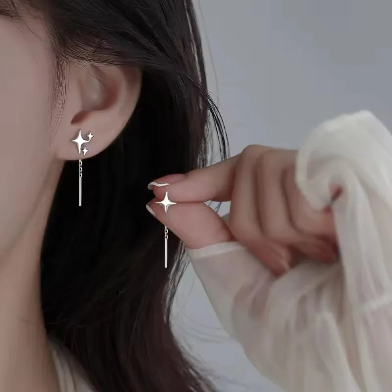 Star Thread Chain Drop Earrings | Trendy Korean Style Pendant Jewelry