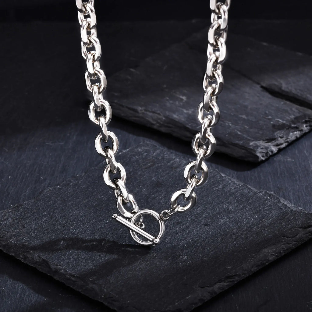 Vnox 9mm Chunky Chain Necklace | Thick Rolo Link Collar with Toggle Clasp