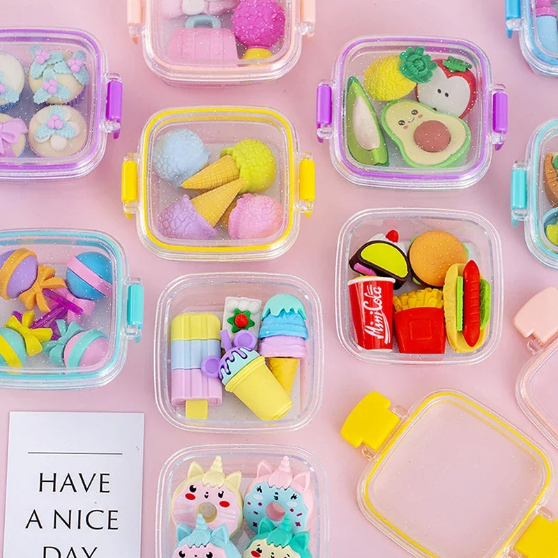 Lunch Box Eraser Set | Creative School Stationery Gift