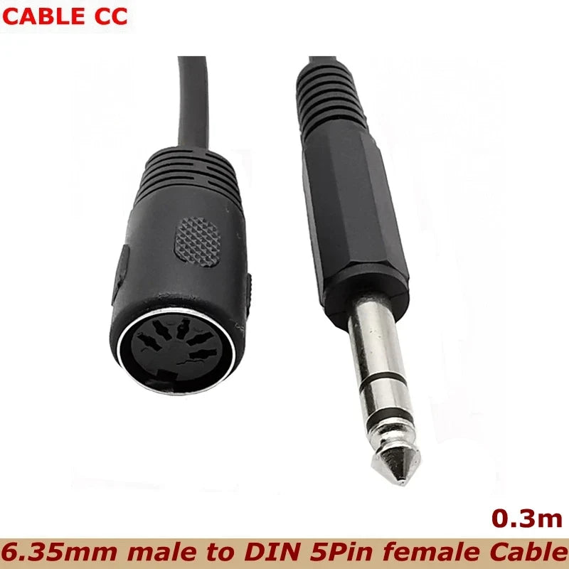 6.35 Audio Plug to MIDI 5-Pin Female Adapter Cable | 0.3M Audio Output