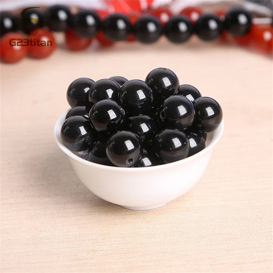 Black Agate Titanium Stud Earrings | Hypoallergenic Round Onyx Ear Lobe Jewelry for Women and Men
