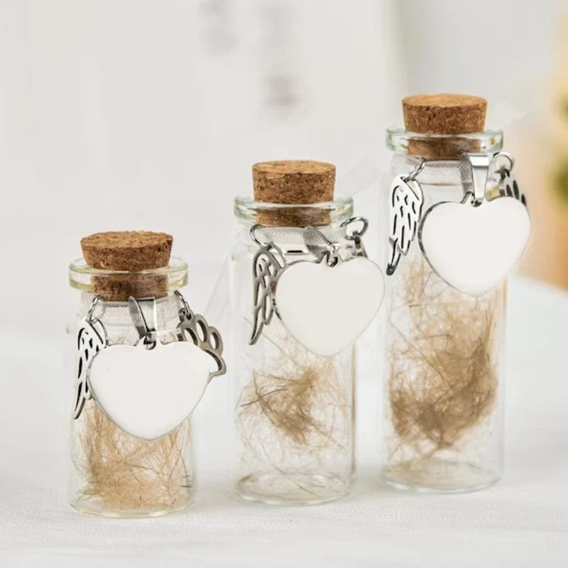 Pet Memorial Bottle | Pet Hair Keepsake Storage with 3 Silver Accessories