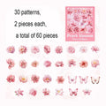60 Pieces Plant Flower Pattern PET Stickers | Beautifully Decorated Scrapbook Stickers for School Supplies