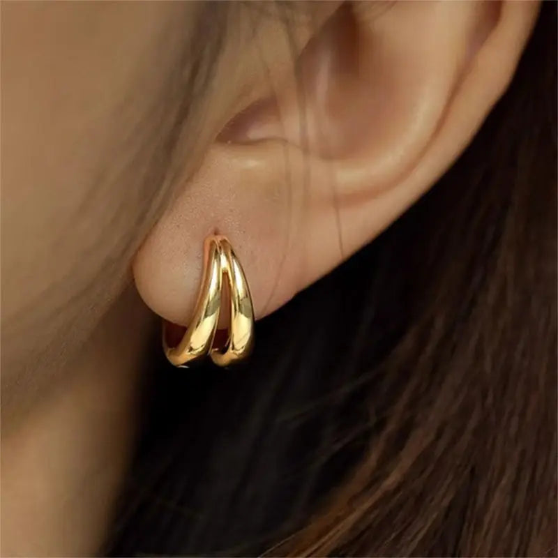 Vintage Drop Earrings | Gold-Tone Metal Stud Earrings for Women