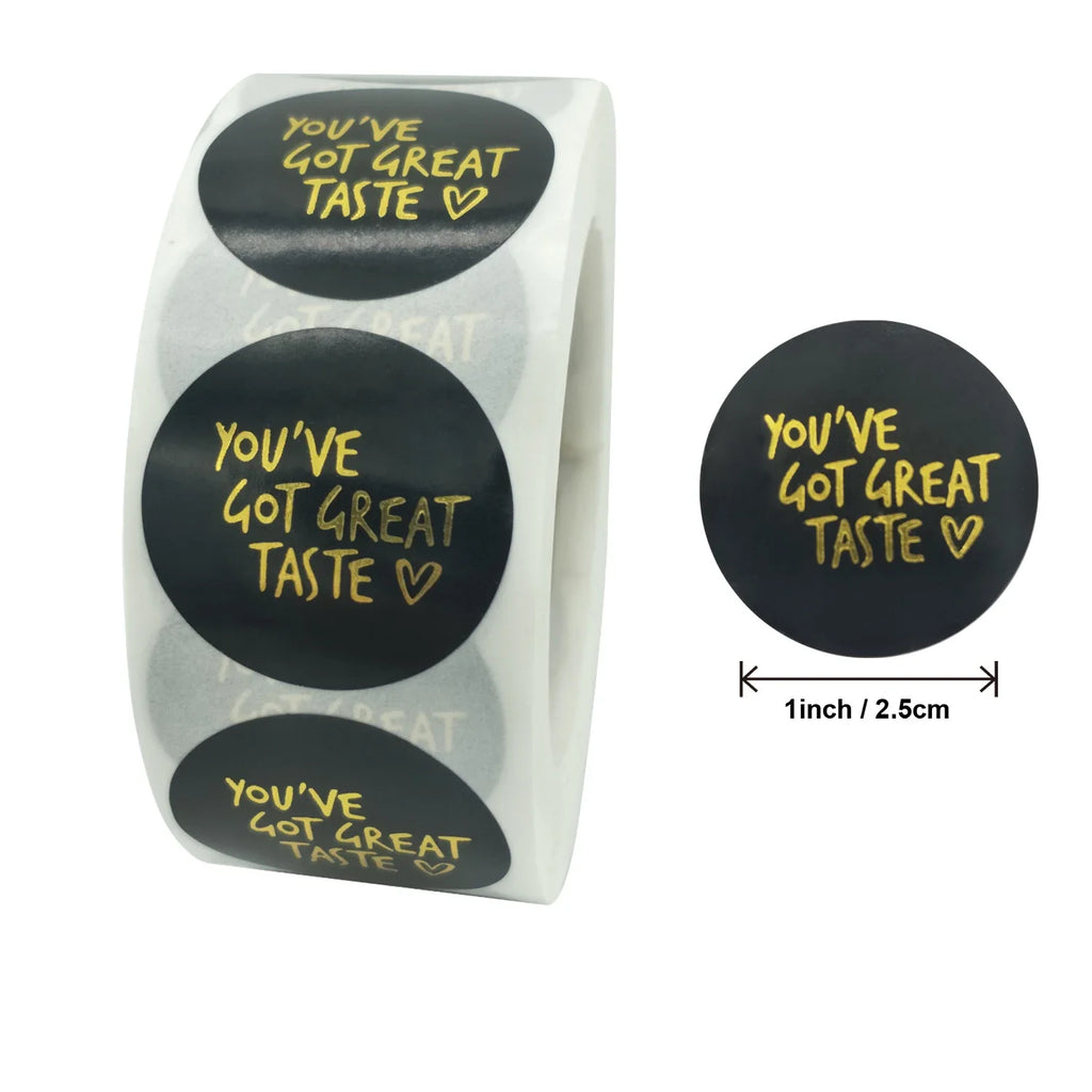 500pcs Pink Black You've Got Great Taste Stickers Gold Foil Business Thank You Stickers | Shipping Labels Handmade Gift Sealing