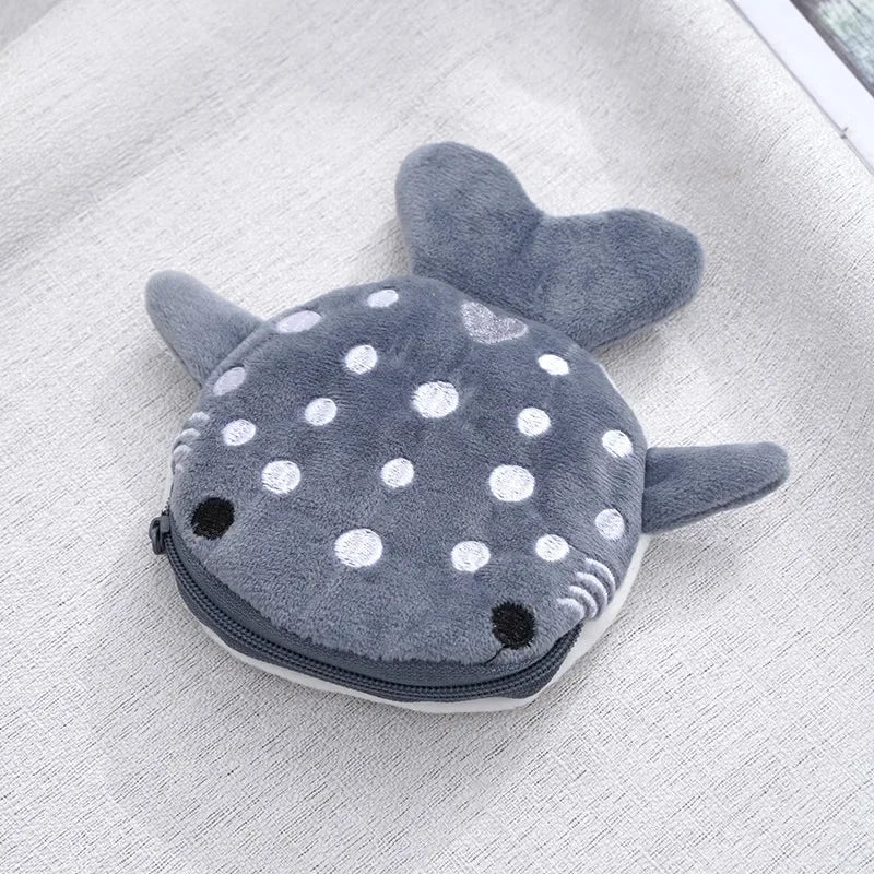 Cartoon Whale Shark Coin Purse | Kawaii Plush Zipper Wallet