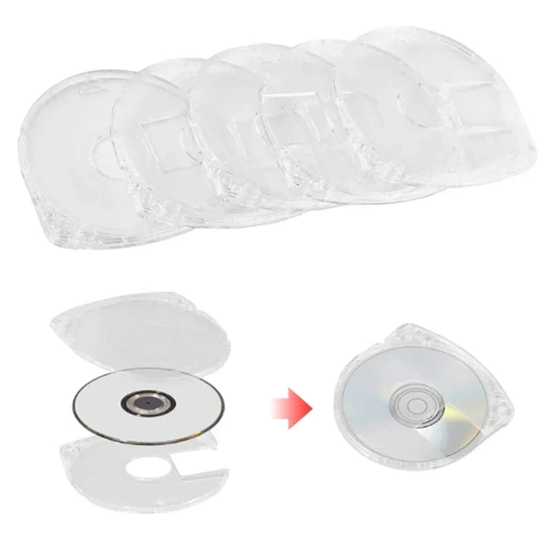 Transparent PSP UMD Replacement Shell 5-Pack | Clear Disc Case Cover for PSP 1000 2000 3000