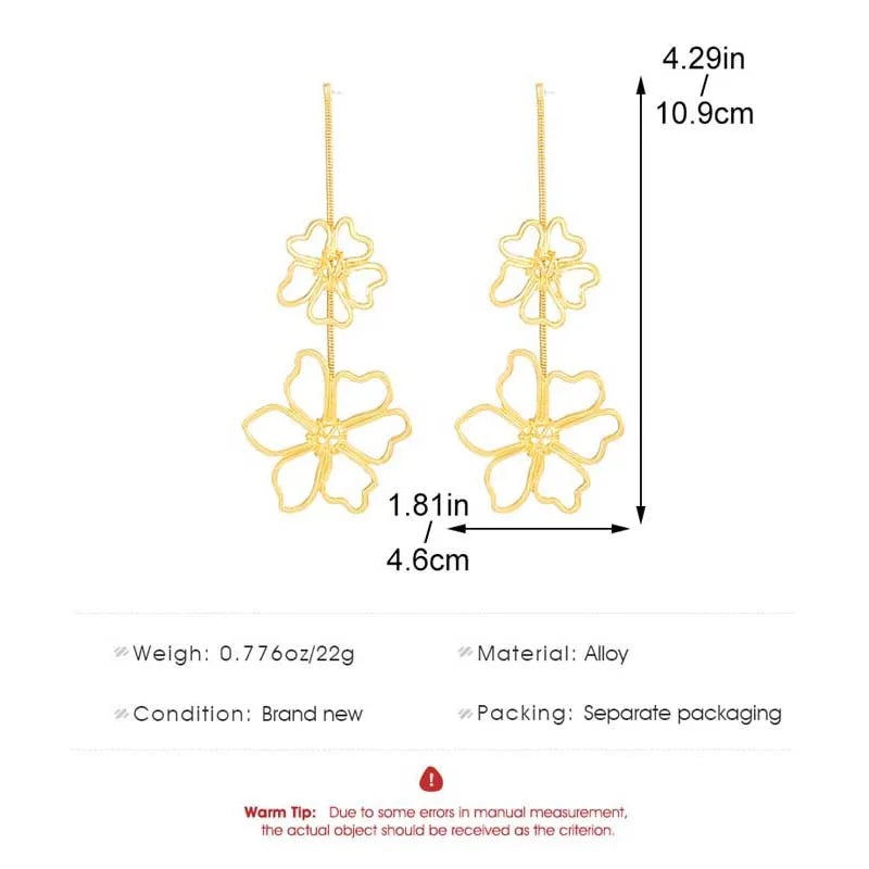 Gold Leaf Drop Earrings | Long Geometric Statement Jewelry for Women
