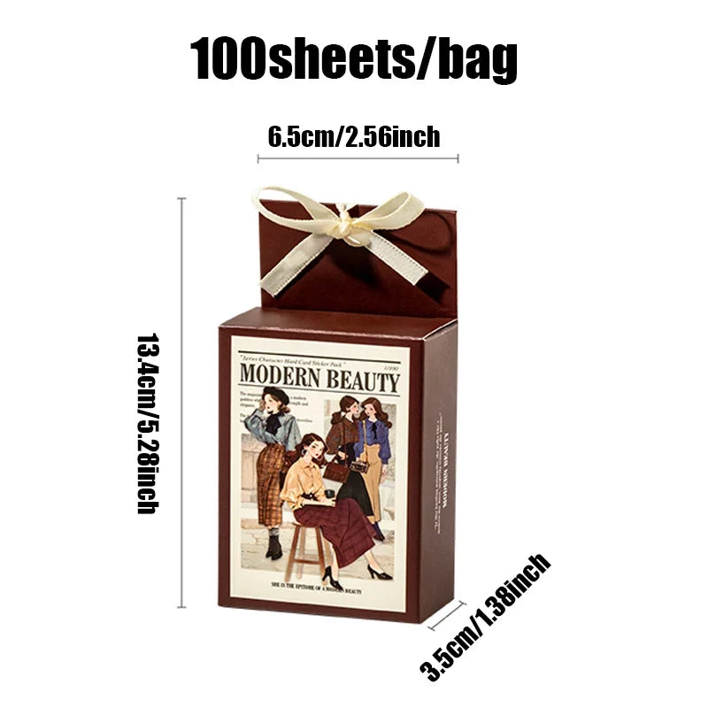 Mr. Paper Modern Beauties Vintage Sticker Pack | 100pcs Hard Card Decals for Journal & Phone Case