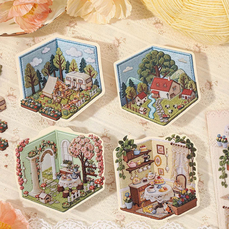 3D Scenery Landscape Stickers | Spring DIY Decals for Junk Journaling