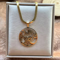 Stainless Steel OX Moon Necklace | Gold Plated Half Moon Blade Pendant