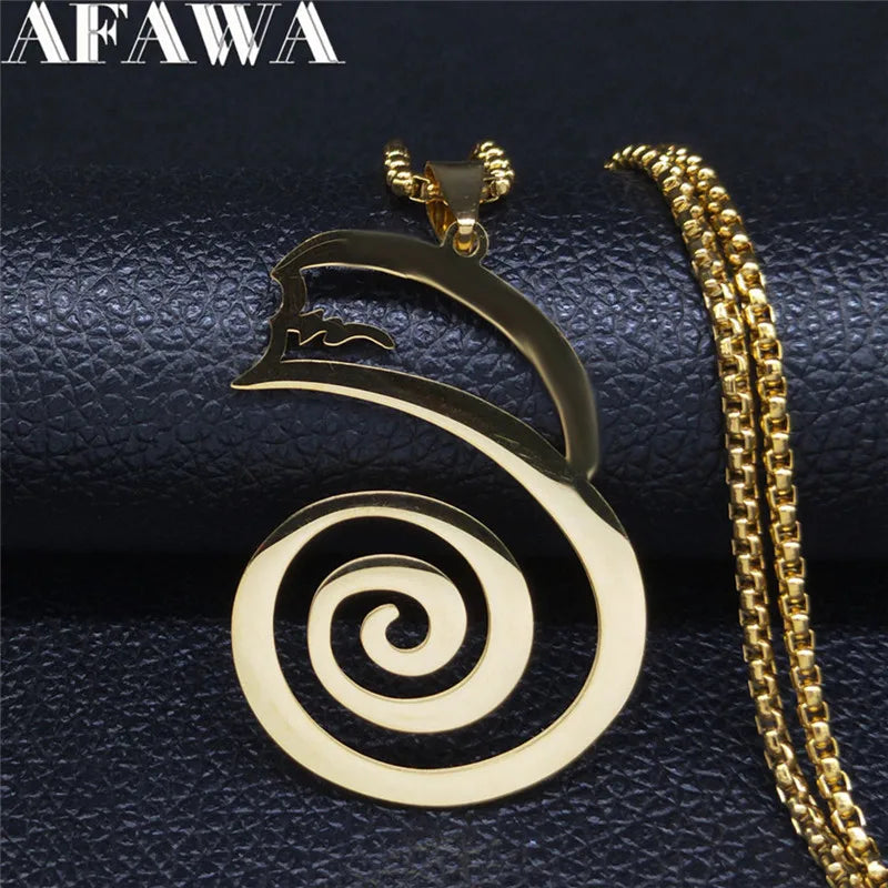 Dai Ko Myo Stainless Steel Pendant Necklace | Gold Color Master Reiki Symbol Jewelry