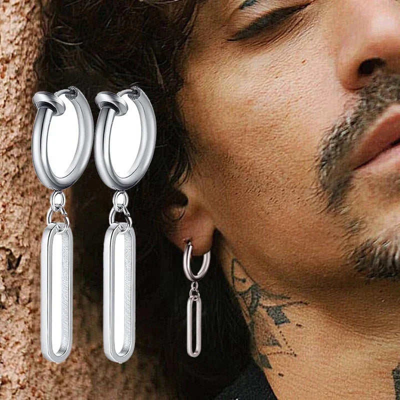 Vintage Razor Hollow Drop Earrings | Stainless Steel Punk Dangle Earrings for Men and Women