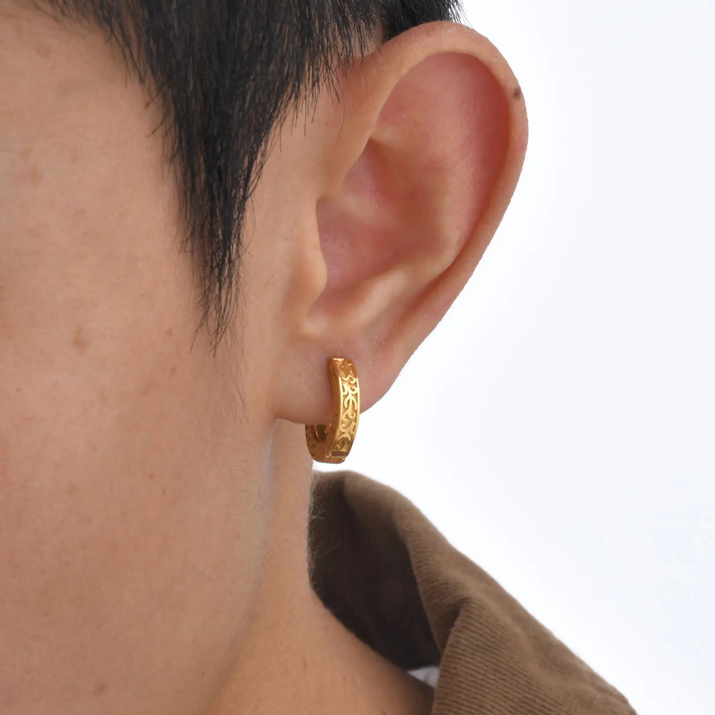 Totem Hoop Earrings for Men and Teens | Hypoallergenic Stainless Steel Huggies
