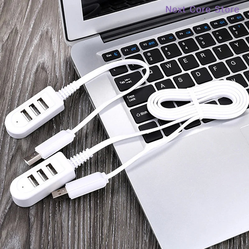 1.2M USB Cable Extension Hub | 3-Port Multi-Charging Splitter