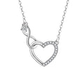 925 Sterling Silver Zircon Heart Interlocking Necklace | Luxury Fine Jewelry for Women
