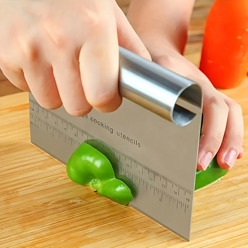 Stainless Steel Dough Cutter and Scraper | Kitchen Baking Tool with Scale