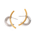 Gold Silver Irregular C-Shape Stud Earrings | Stainless Steel Bicolor Geometric Jewelry
