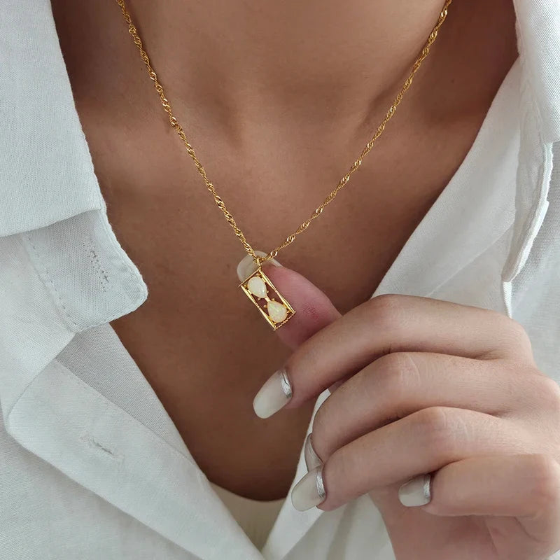 ANENJERY Hourglass Pendant Necklace | Niche Design Fashion Jewelry for Women