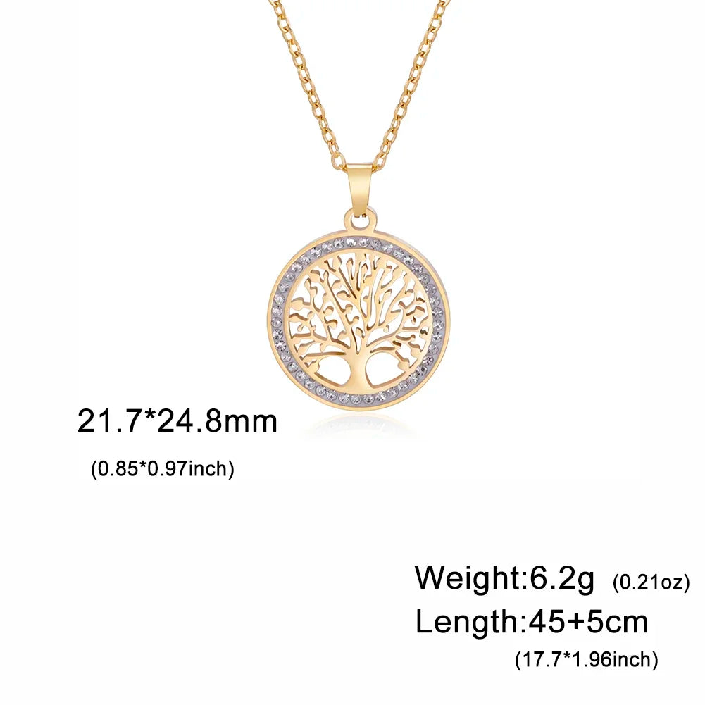 Skyrim Tree of Life Necklace | Stainless Steel Gold Pendant with Zircon