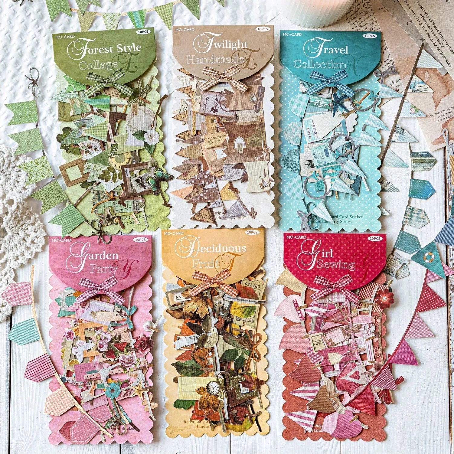 10 pcs Vintage Festival Hollow Landscape Scrapbook Stickers | Handmade Collage Journal Pack