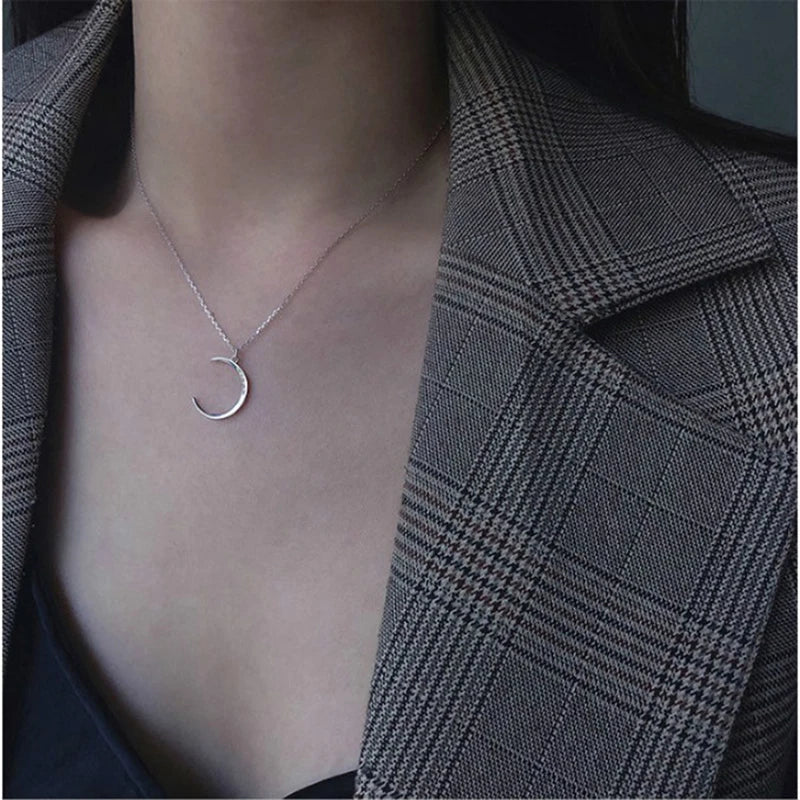 Moon Pendant Necklace | Minimalist Gold Silver Charm Jewelry for Women