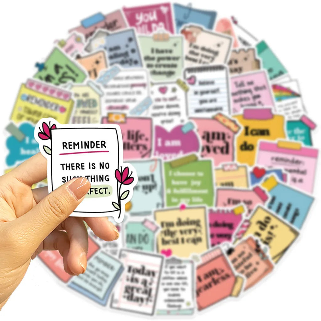 Self Affirming and Motivating Waterproof Graffiti Stickers | 50 Pack for Helmet and Bicycle