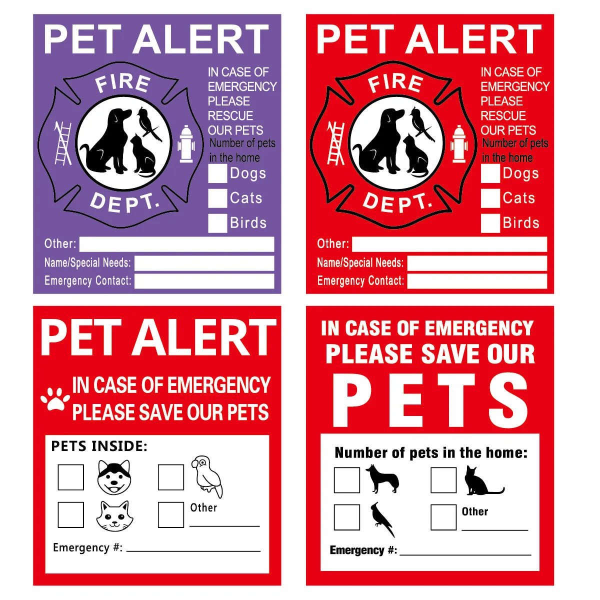 Pet Alert Safety Stickers for Fire Rescue | Emergency Pet Inside Decal for Window or Door